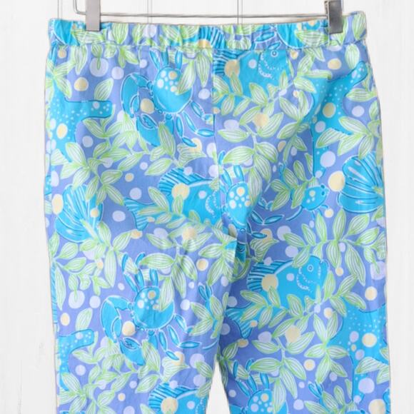 Lilly Pulitzer White Label Maternity Crop Pants Sweet Blue Crabby Size Small - Picture 6 of 9
